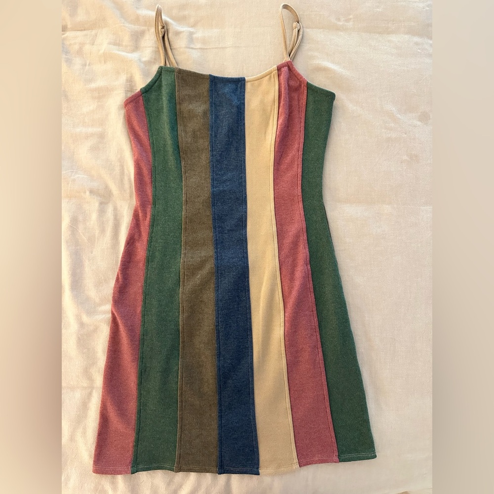Storia Colorful Striped Corduroy Dress